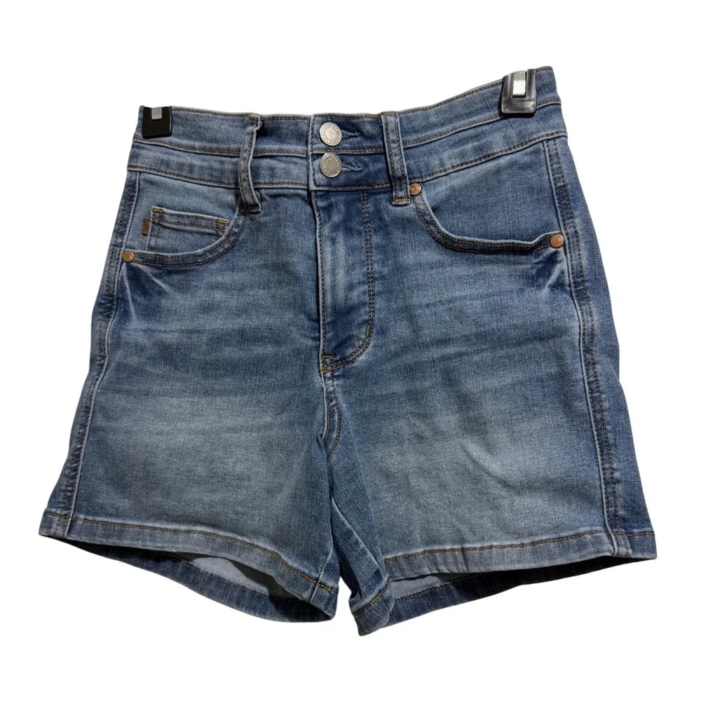 Judy Blue Denim Shorts Women Size S Blue High Rise Double Button Stretch Shaping